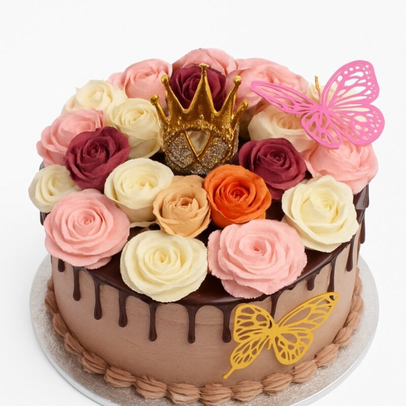 Royal Bloom Chocolate Drip Cake