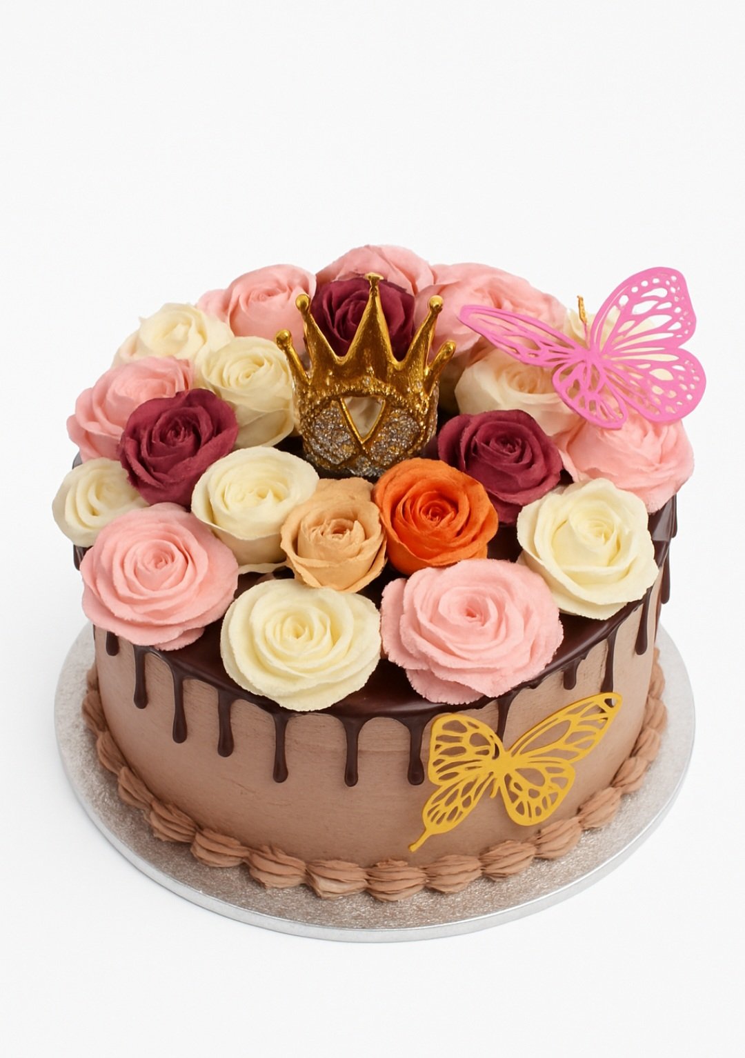 Royal Bloom Chocolate Drip Cake